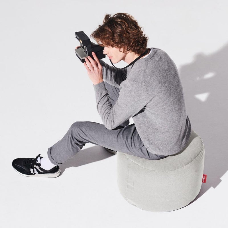 Fatboy Point Soft Canvas Indoor Pouf (Small) | Made from 100% recycled polyester | Lightweight and easy to move | Multifunctional use as a seat, footrest, or side table | 50 × 35 cm - Cool Grey - Image 5